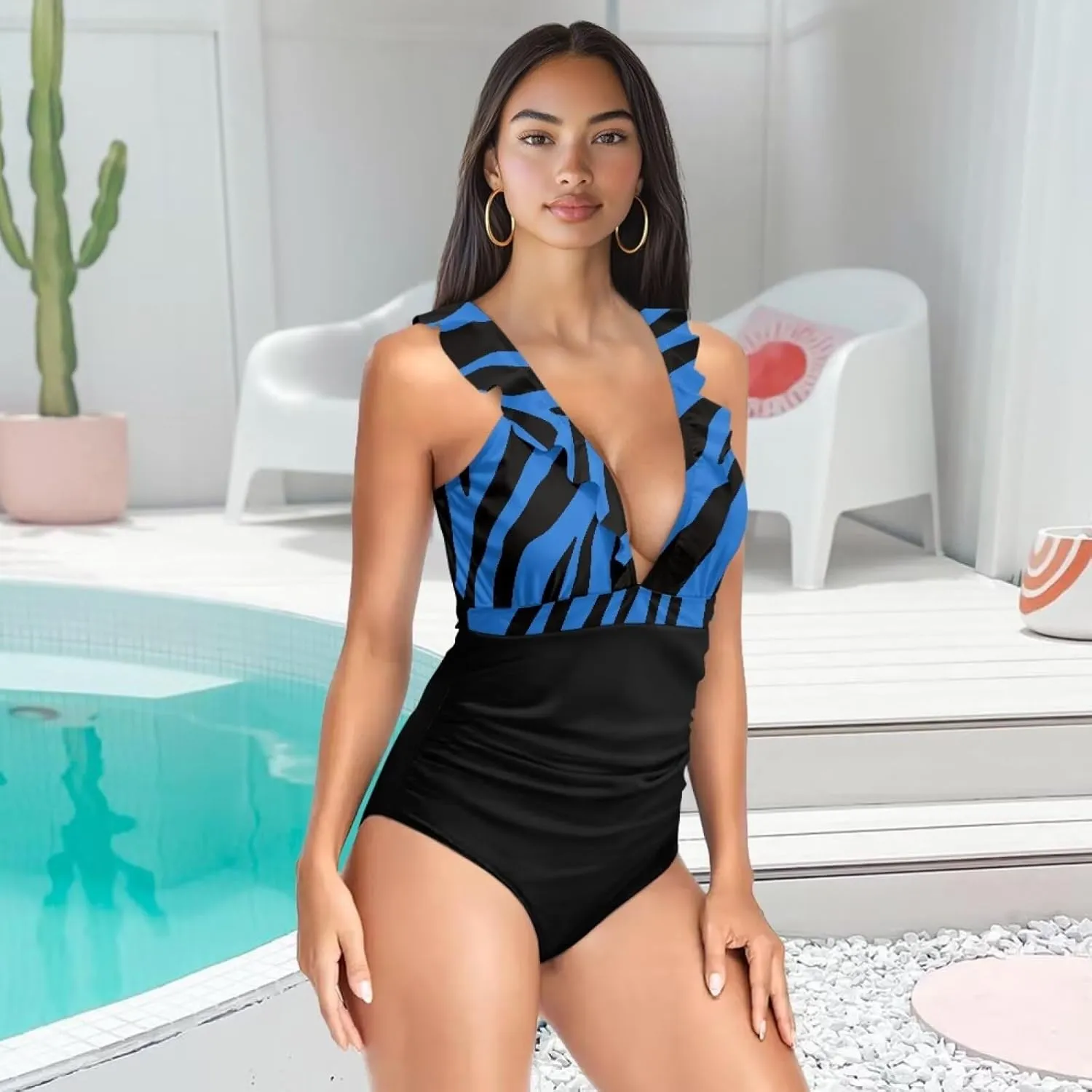 Howilath Leopard Print Women Swimsuits Tummy Control Swimming Suits One Piece Bathing Suits Vintage Lightweight Swimwear