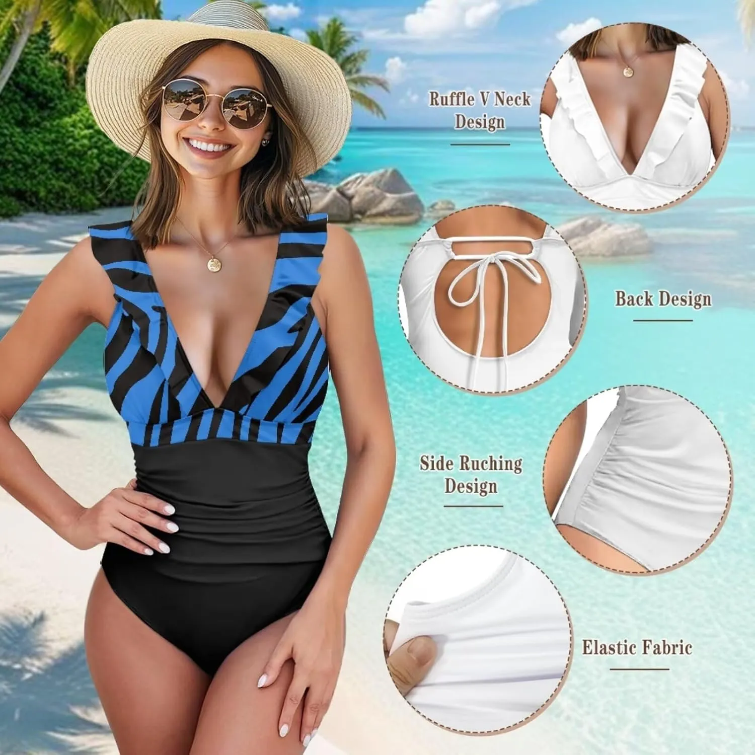 Howilath Leopard Print Women Swimsuits Tummy Control Swimming Suits One Piece Bathing Suits Vintage Lightweight Swimwear