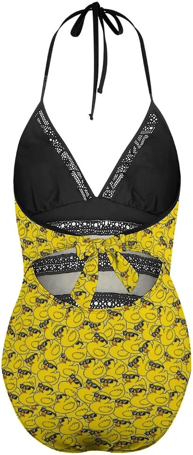 ISMV Women's One Piece Swimsuits Tummy Control Bathing Suit 1 Piece Swimwear V Neck Swim Suits High Waisted Backless Bikini