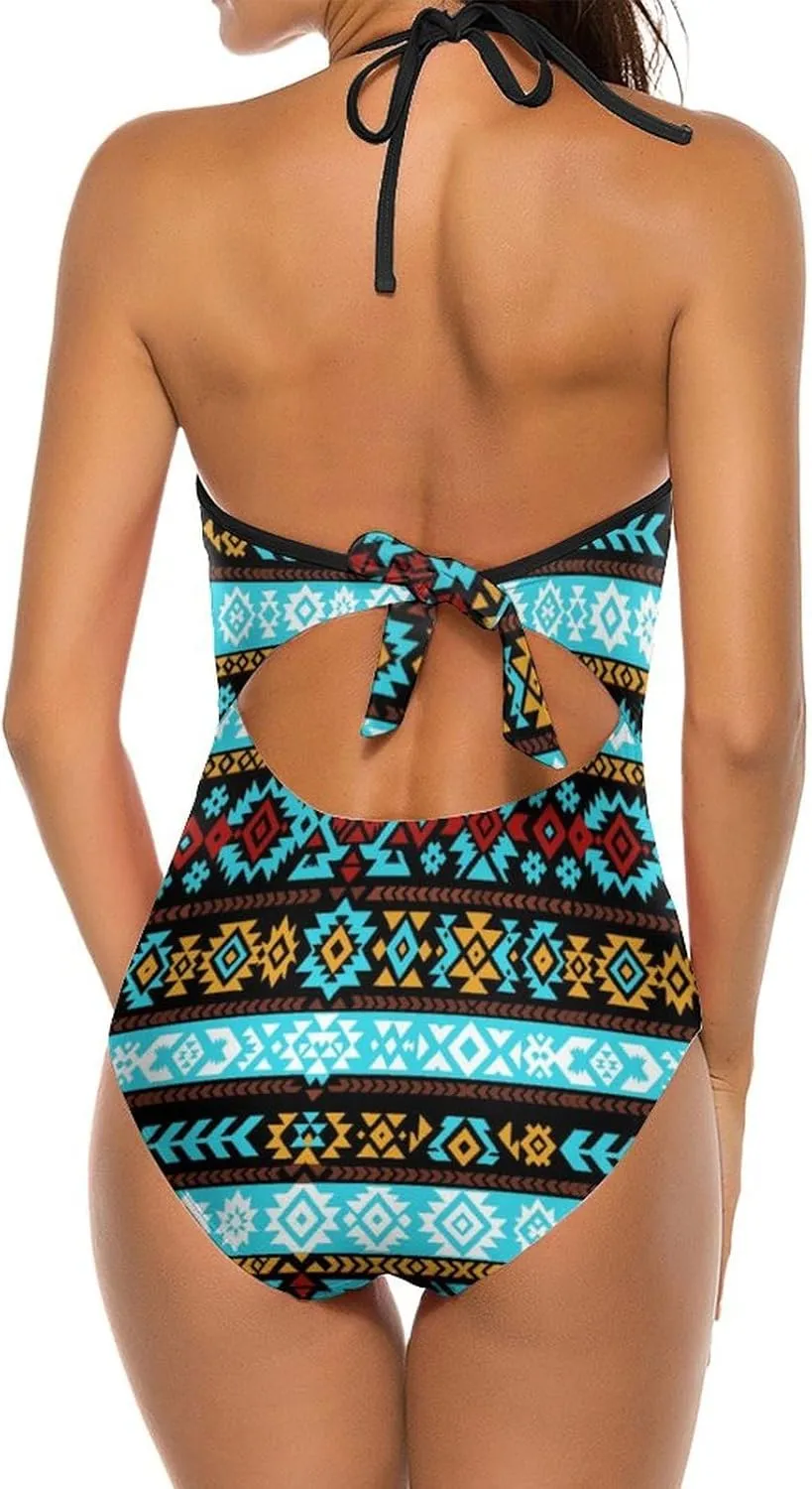 ISMV Women's One Piece Swimsuits Tummy Control Bathing Suit 1 Piece Swimwear V Neck Swim Suits High Waisted Backless Bikini