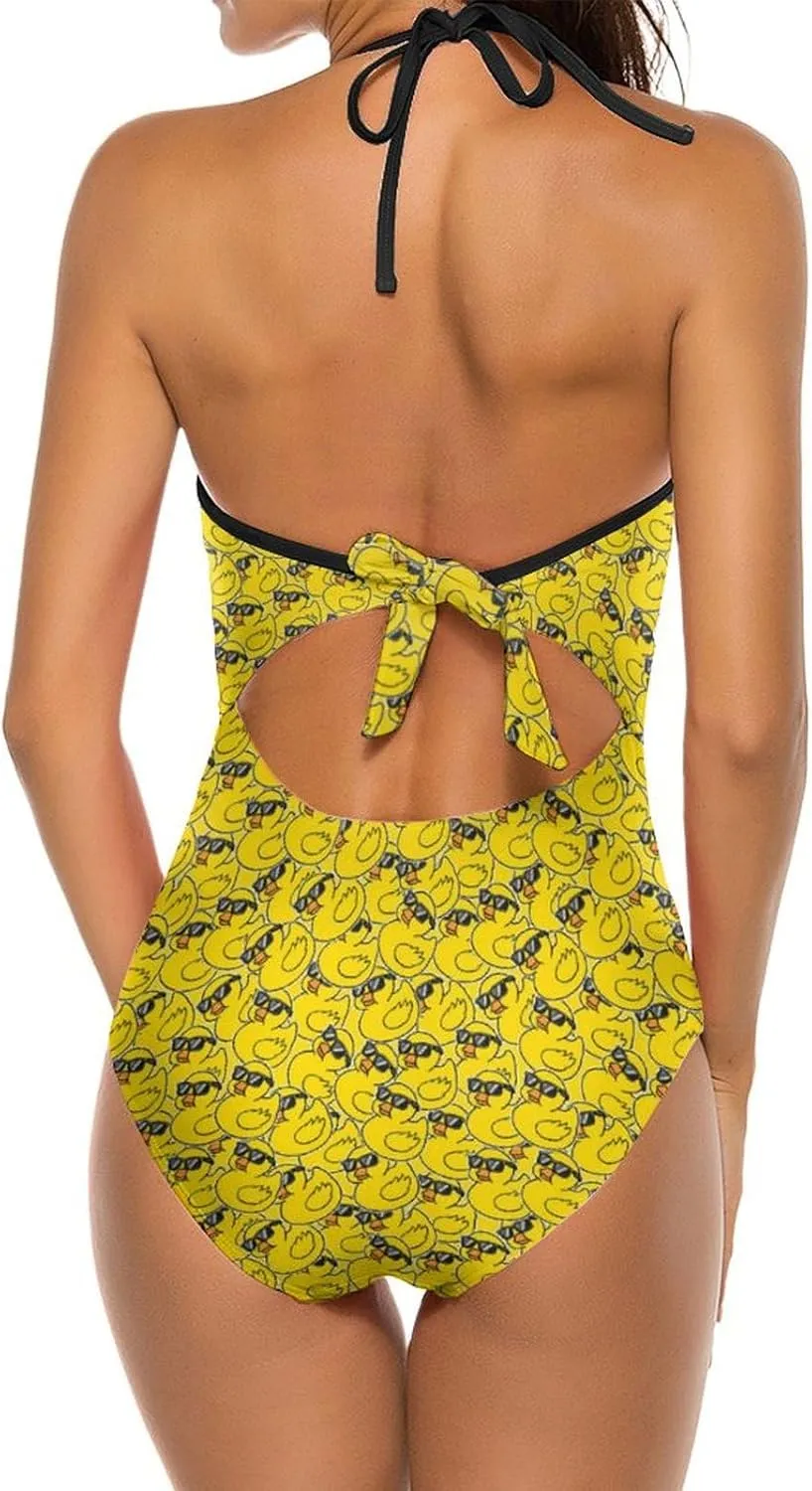 ISMV Women's One Piece Swimsuits Tummy Control Bathing Suit 1 Piece Swimwear V Neck Swim Suits High Waisted Backless Bikini