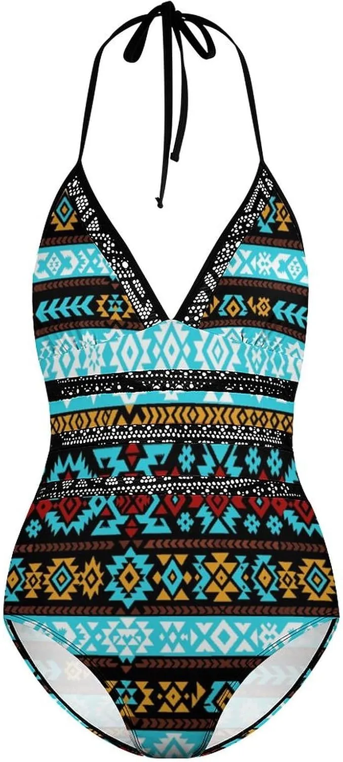 ISMV Women's One Piece Swimsuits Tummy Control Bathing Suit 1 Piece Swimwear V Neck Swim Suits High Waisted Backless Bikini