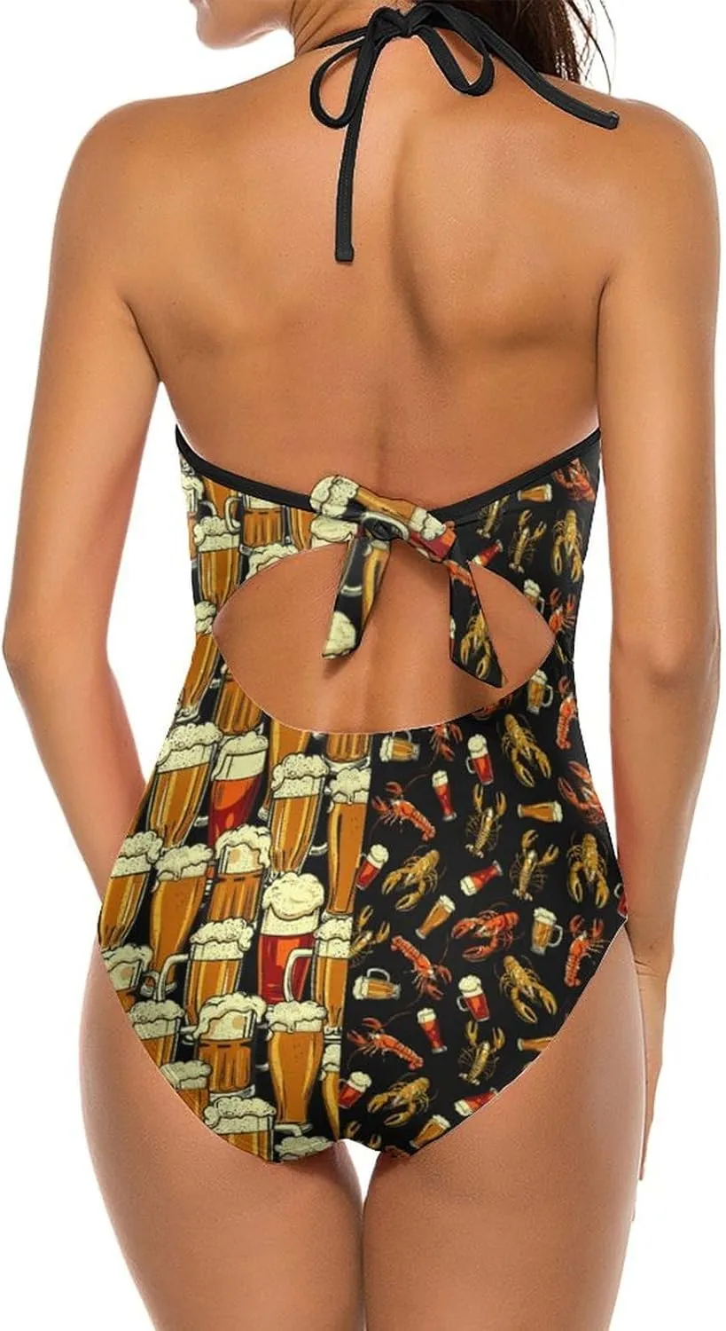 ISMV Women's One Piece Swimsuits Tummy Control Bathing Suit 1 Piece Swimwear V Neck Swim Suits High Waisted Backless Bikini