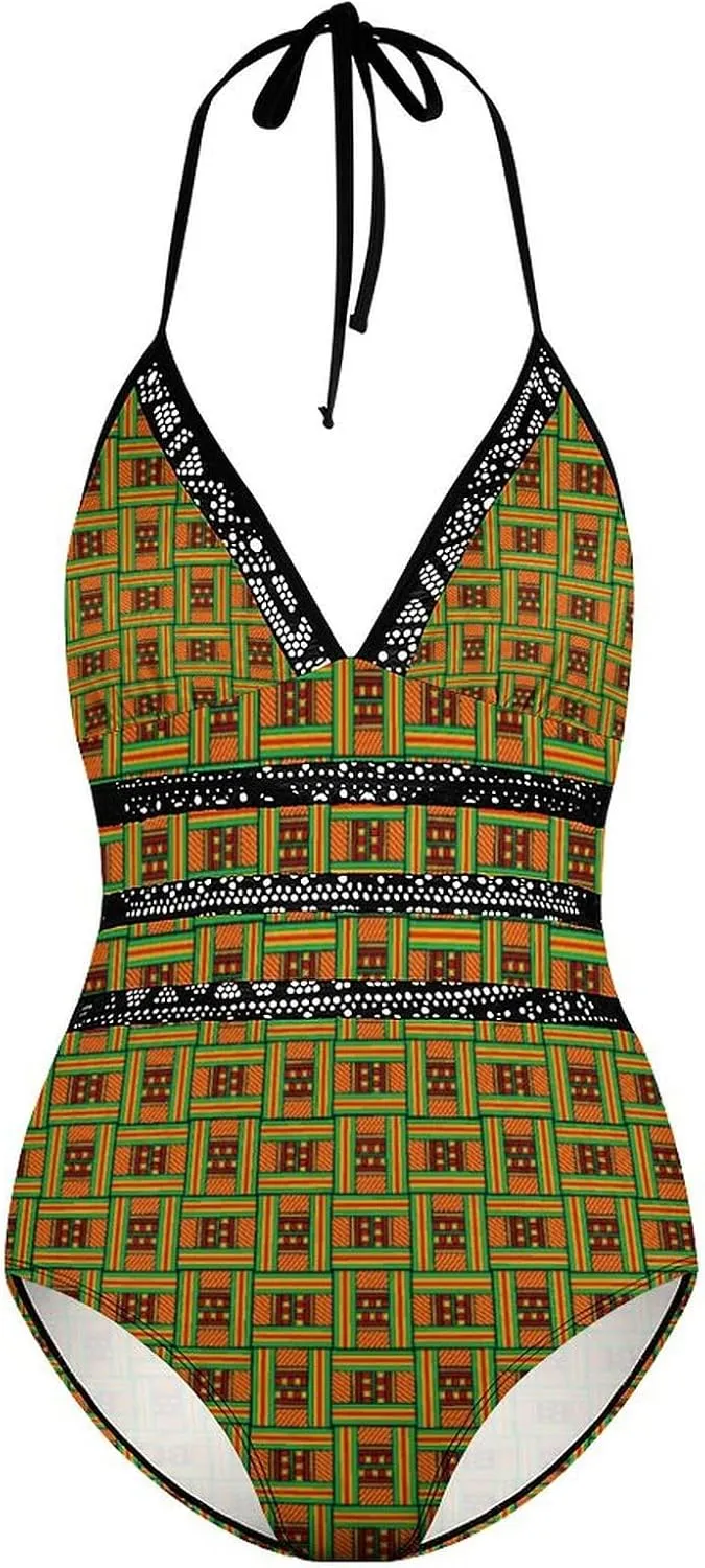 ISMV Women's One Piece Swimsuits Tummy Control Bathing Suit 1 Piece Swimwear V Neck Swim Suits High Waisted Backless Bikini