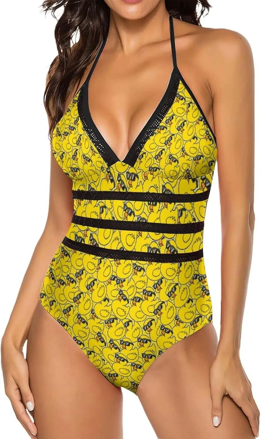 ISMV Women's One Piece Swimsuits Tummy Control Bathing Suit 1 Piece Swimwear V Neck Swim Suits High Waisted Backless Bikini