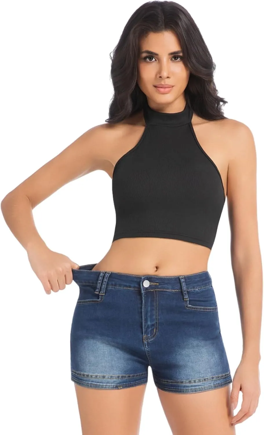 Jean Shorts for Women High Waisted Stretchy Casual Summer Denim Mom Shorts