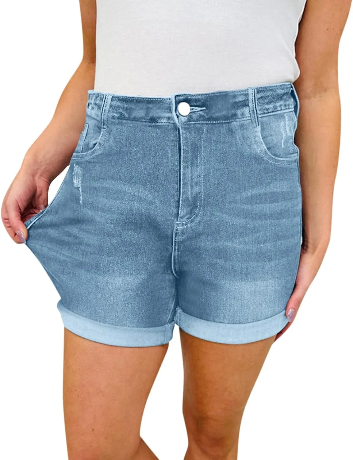 Jean Shorts Womens Comfy Casual High Waisted Denim Shorts Pants with Pockets Trendy
