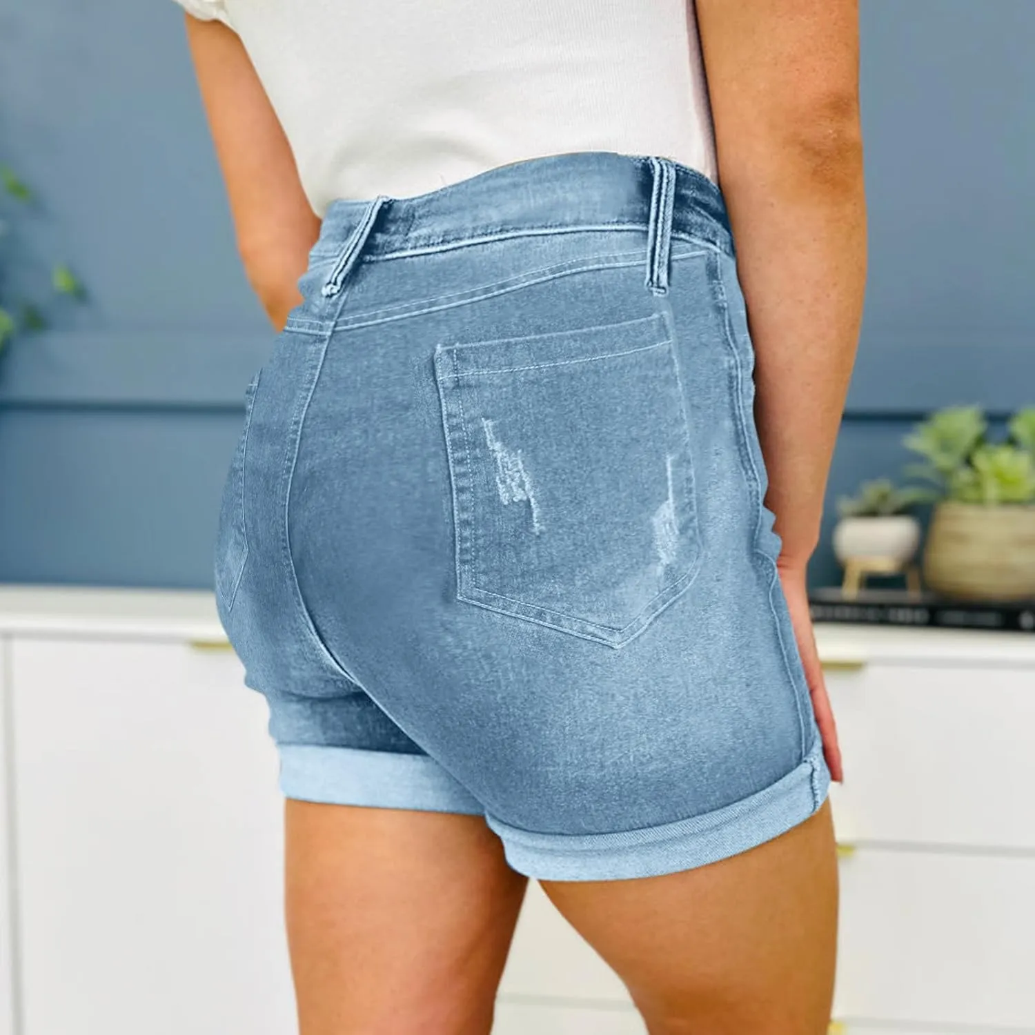 Jean Shorts Womens Comfy Casual High Waisted Denim Shorts Pants with Pockets Trendy