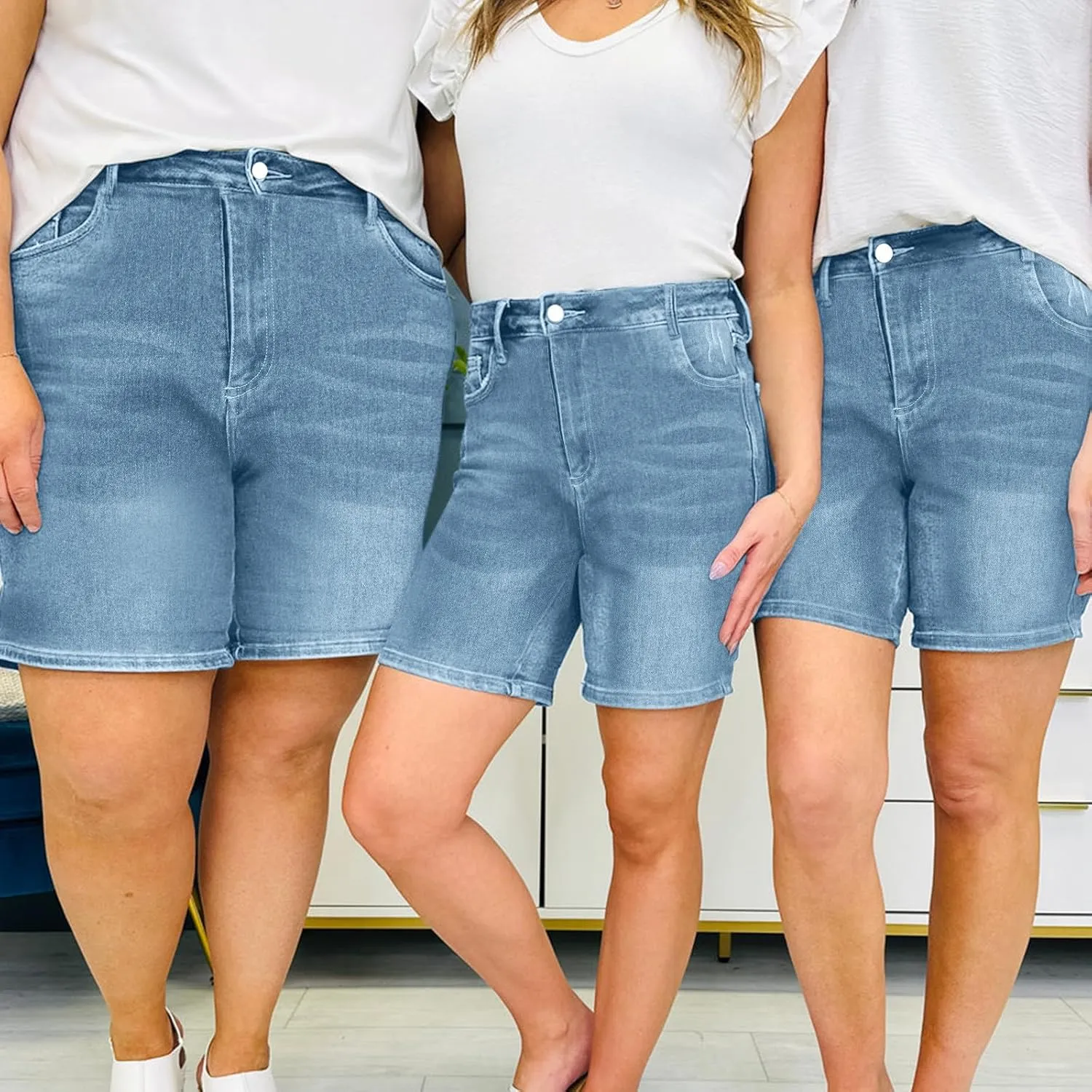 Jean Shorts Womens Comfy Casual High Waisted Denim Shorts Pants with Pockets Trendy