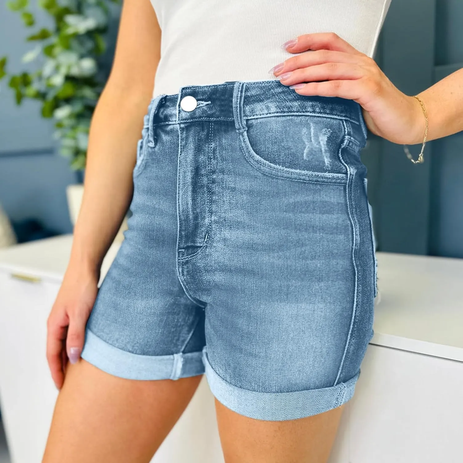 Jean Shorts Womens Comfy Casual High Waisted Denim Shorts Pants with Pockets Trendy
