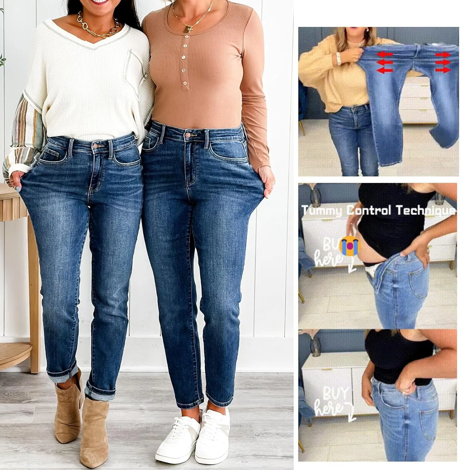Jeans for Women Trendy Stretch Slim Fitting High Waisted Jeans Women's Pants Plus