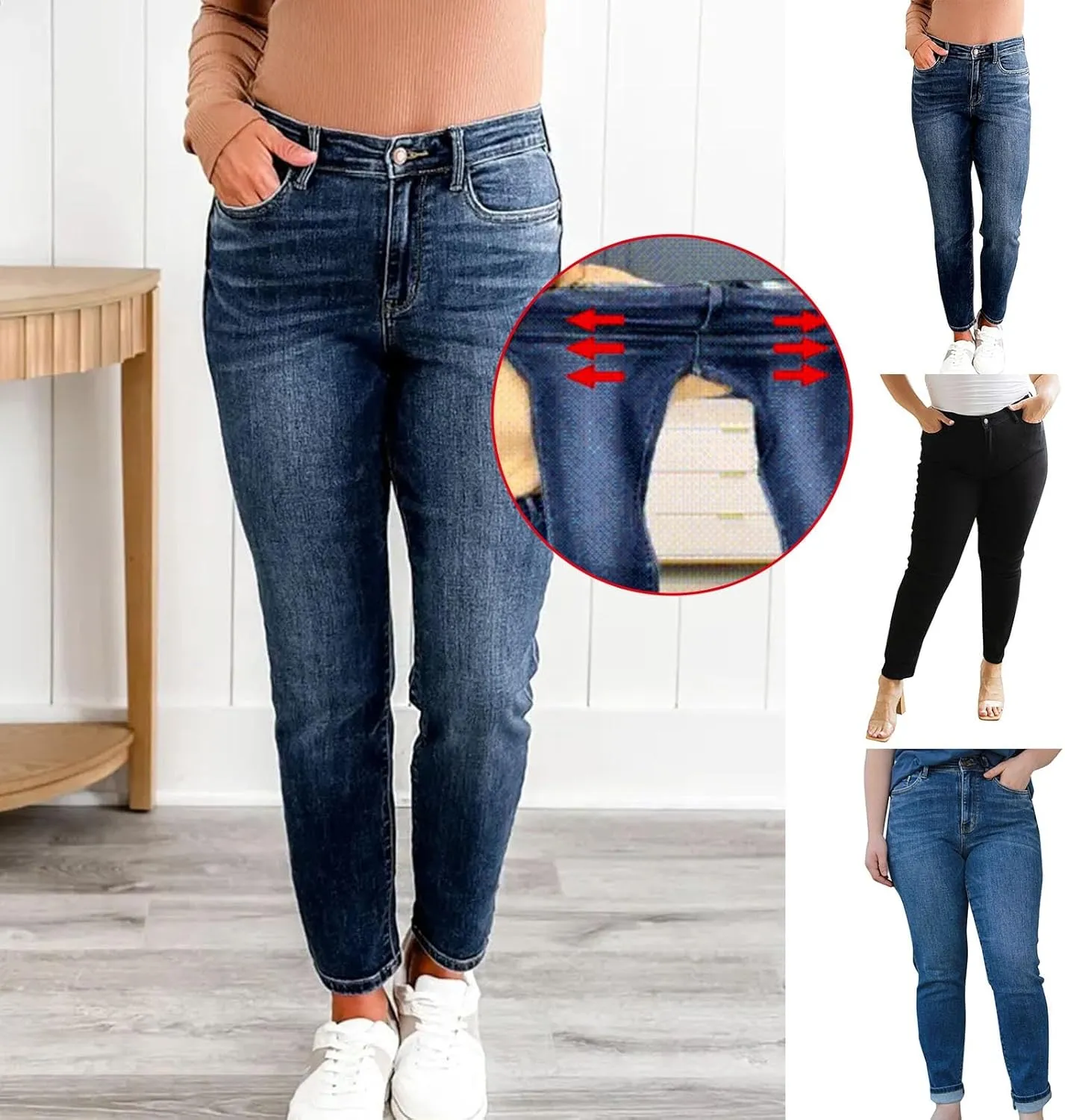 Jeans for Women Trendy Stretch Slim Fitting High Waisted Jeans Women's Pants Plus