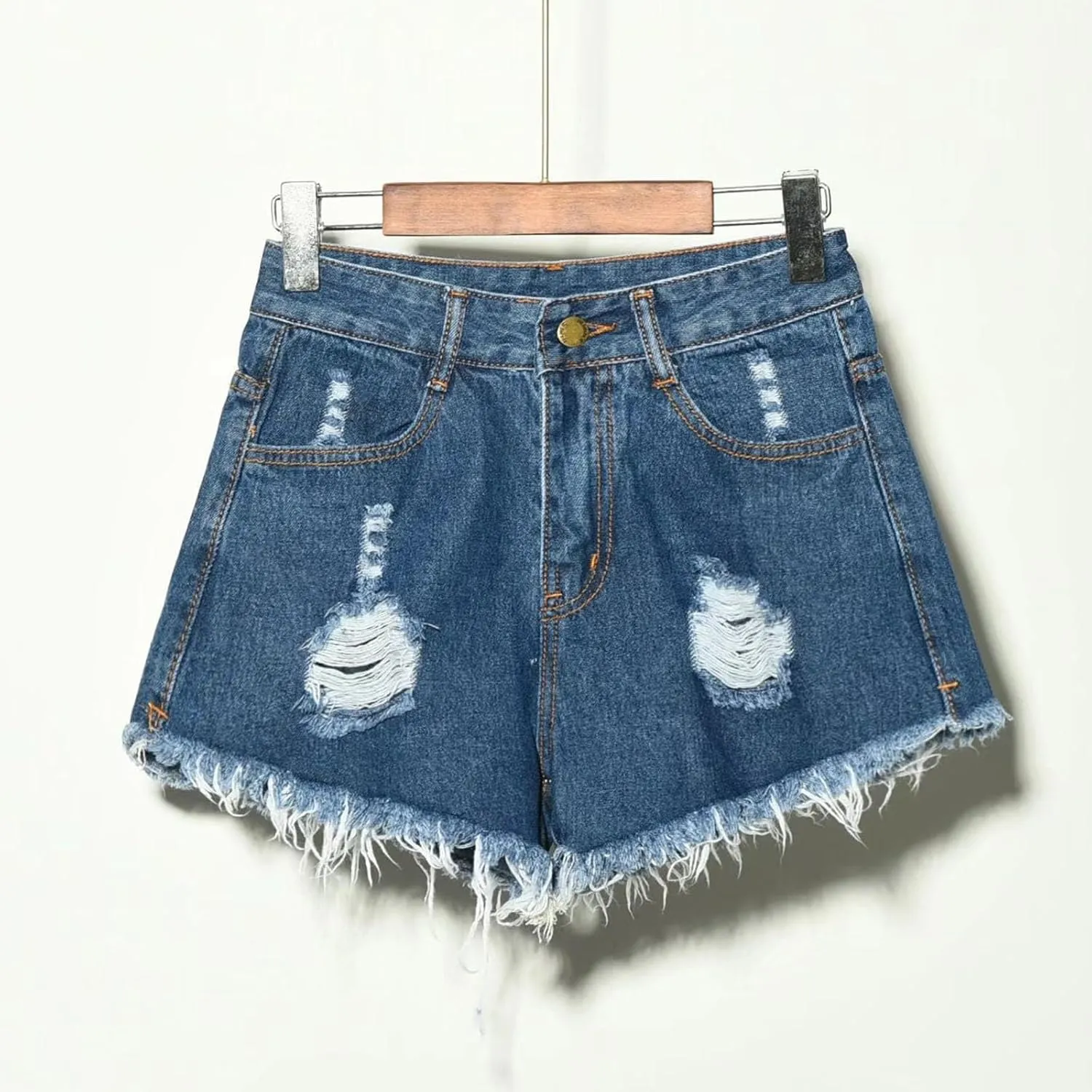 Jeans Shorts for Women High Waisted Stretchy Distressed Denim Shorts Ripped Frayed Raw Hem Summer Casual Trendy Shorts