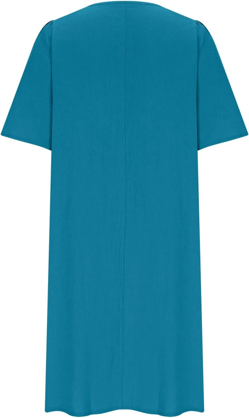 JOAU Women Cotton Linen T Shirt Dress Summer Fashion Wrap V Neck Short Sleeve Knee Length Casual Pleated Dresses with Pockets