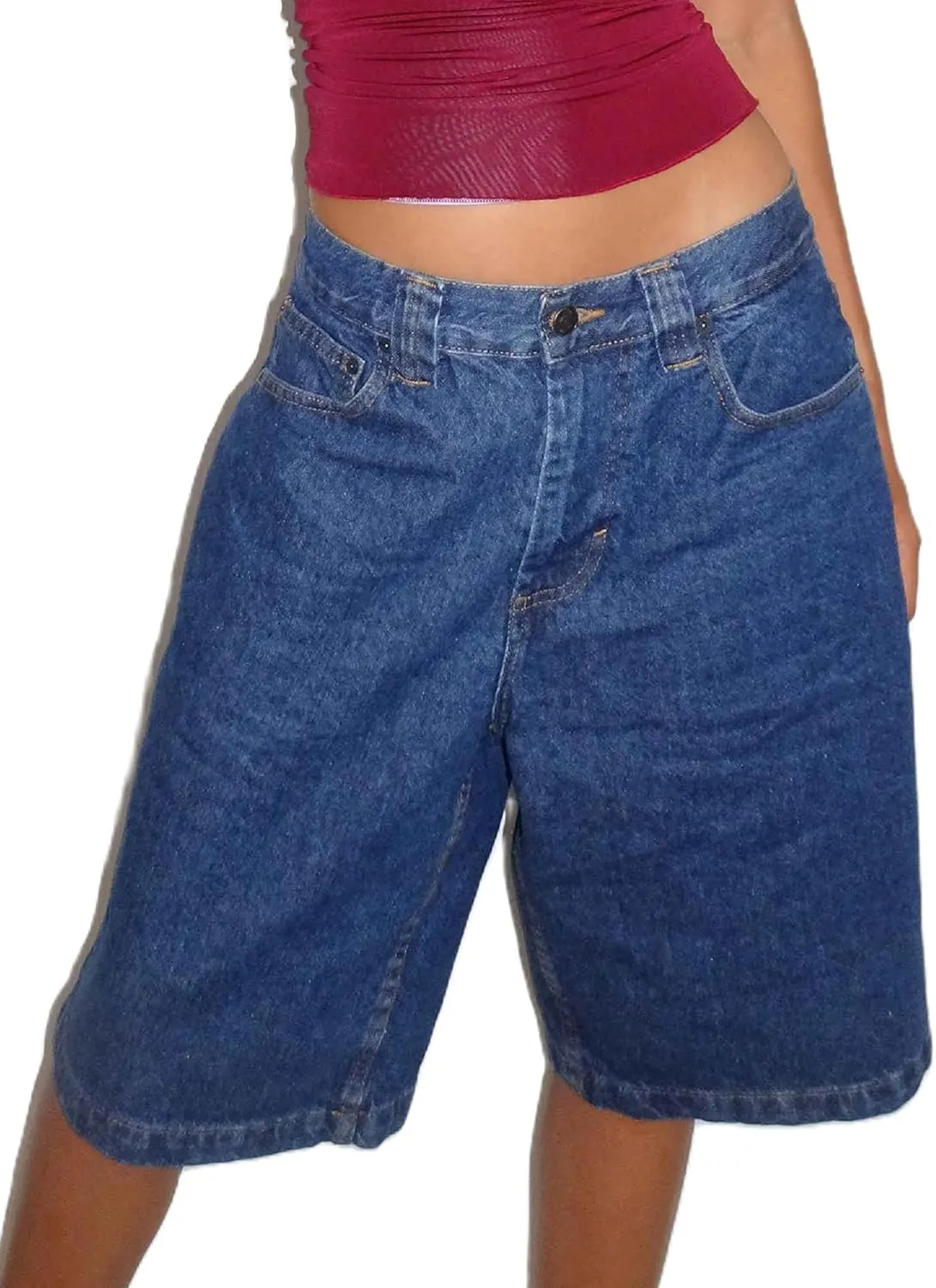 KMBANGI Y2k Women Jean Shorts High Waisted Carpenter Denim Shorts with Pockets Trendy Fashion Summer Shorts