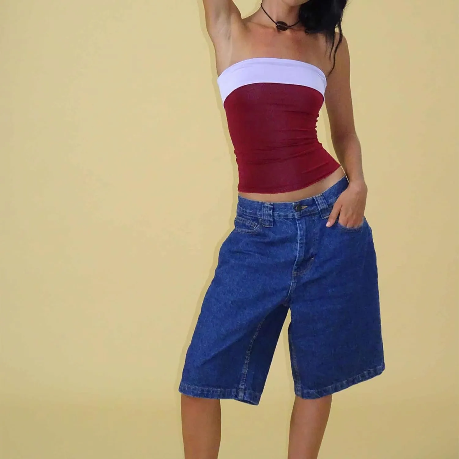 KMBANGI Y2k Women Jean Shorts High Waisted Carpenter Denim Shorts with Pockets Trendy Fashion Summer Shorts