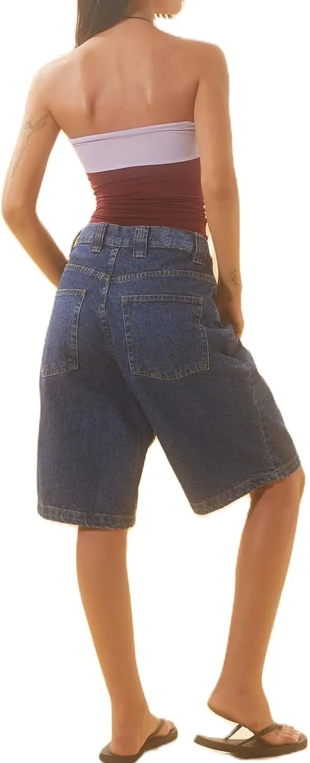 KMBANGI Y2k Women Jean Shorts High Waisted Carpenter Denim Shorts with Pockets Trendy Fashion Summer Shorts