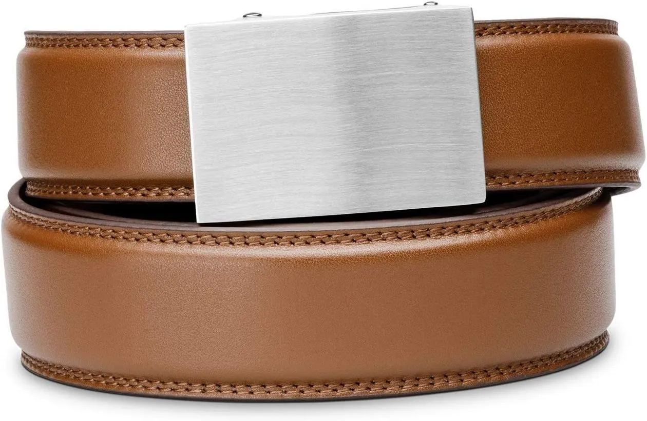 KORE Men's Full-Grain Leather Track Belts | “Eureka” Stainless Steel Buckle