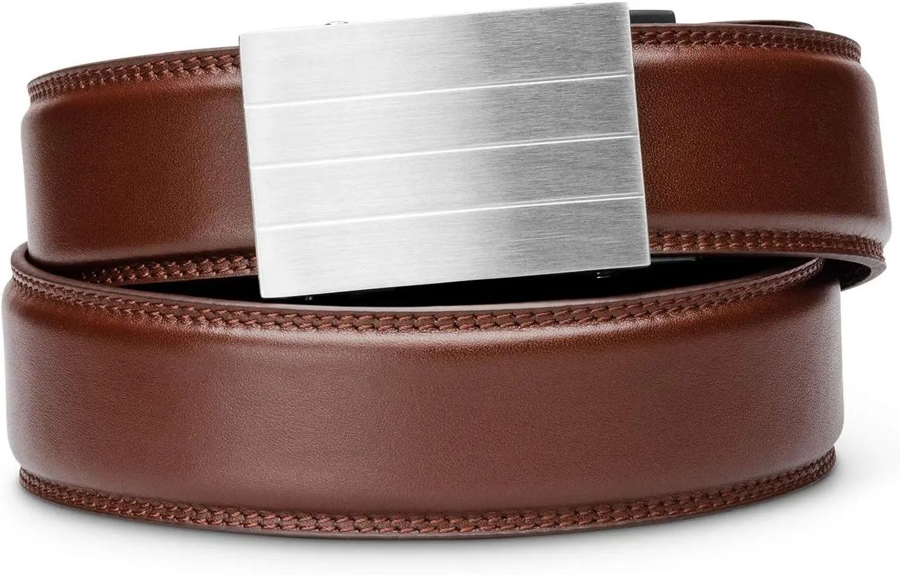 KORE Men’s Full-Grain Leather Track Belts | “Evolve” Stainless Steel Buckle
