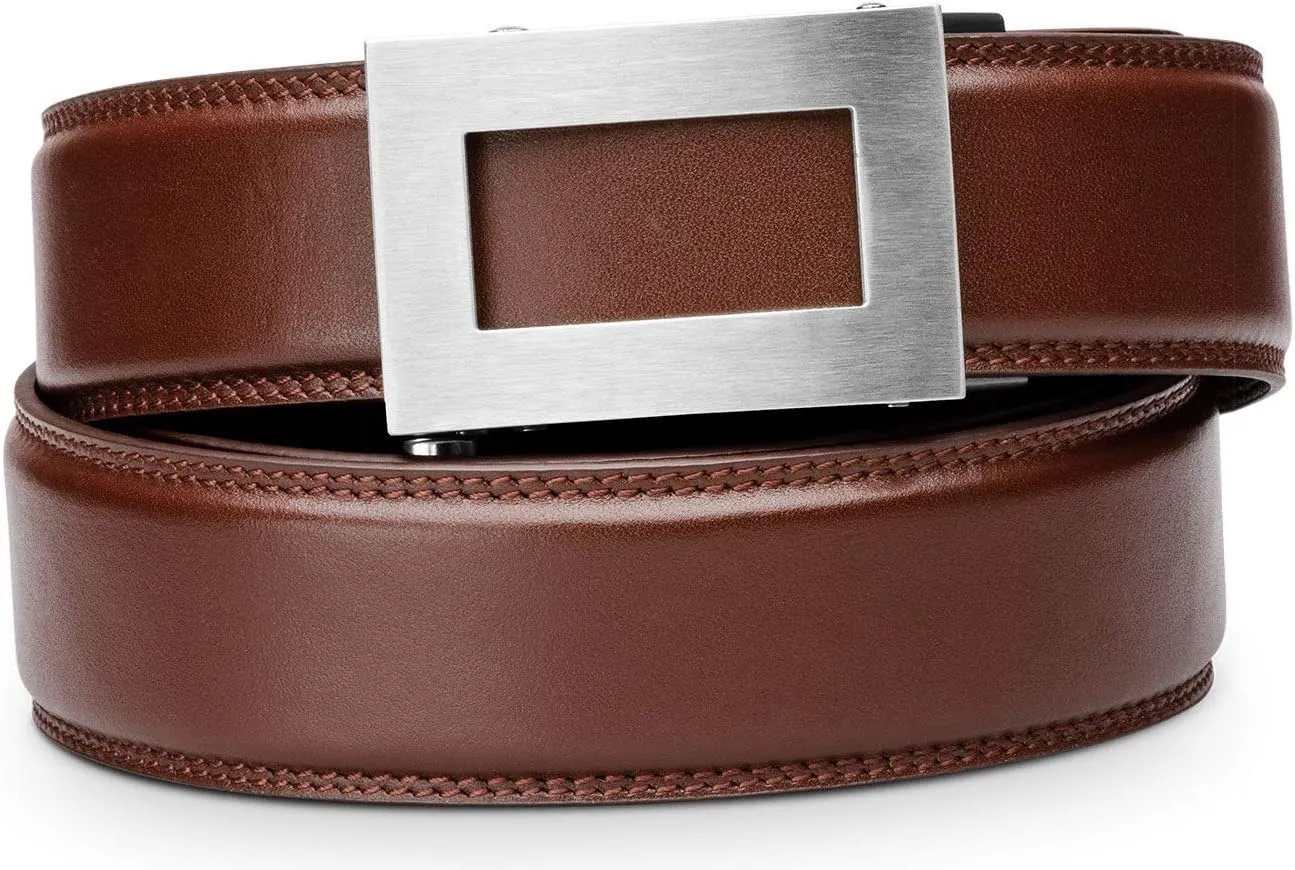 KORE Men’s Full-Grain Leather Track Belts | “Icon” Stainless Steel Buckle