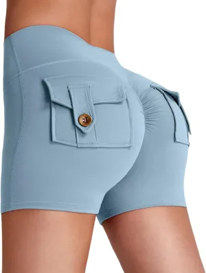 Kubbon Workout Shorts Womens Butt Booty Yoga Lifting Shorts High Waisted Quick Dry Running Athletic Leggings with Pockets
