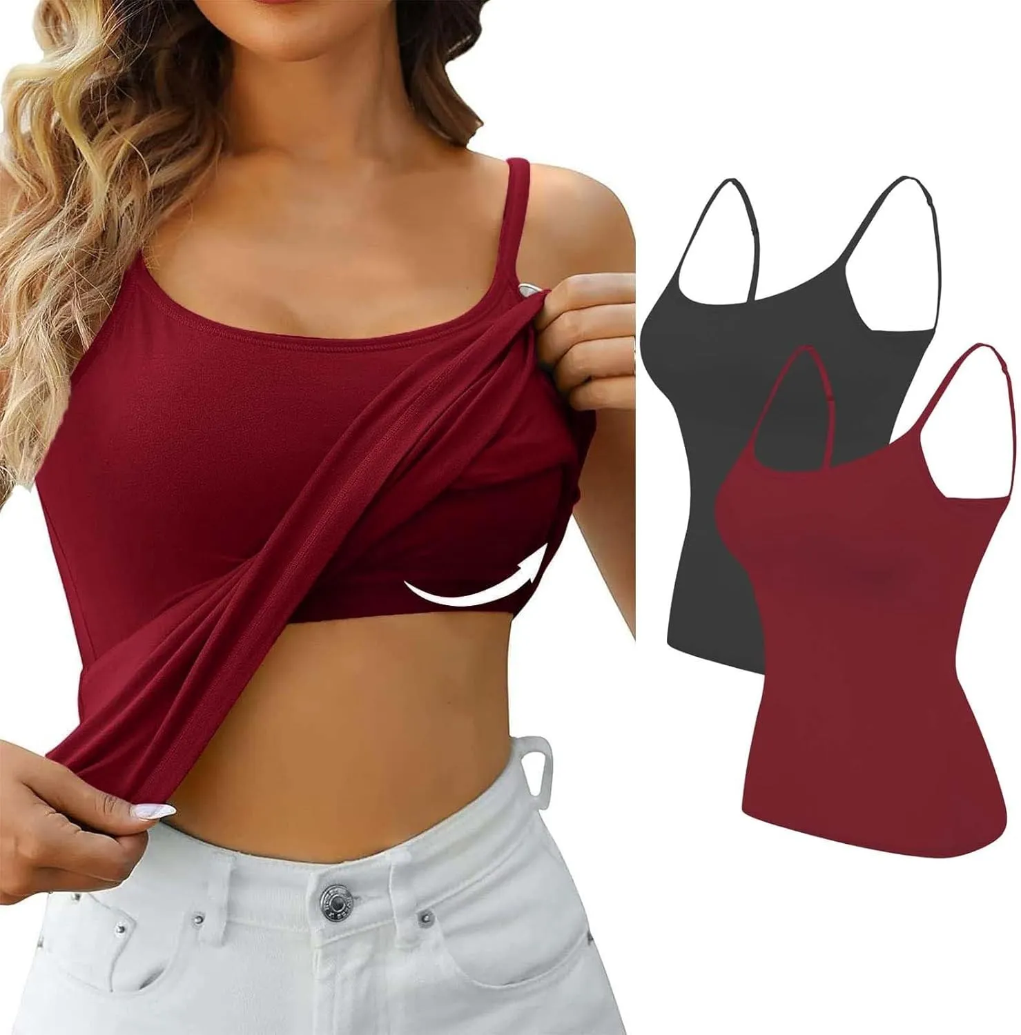 LCMTWX Built In Bra Tank Tops For Women Camisole With Frame Bra Undershirt Shelf Bra Tank Tops For Women Tank Top Women