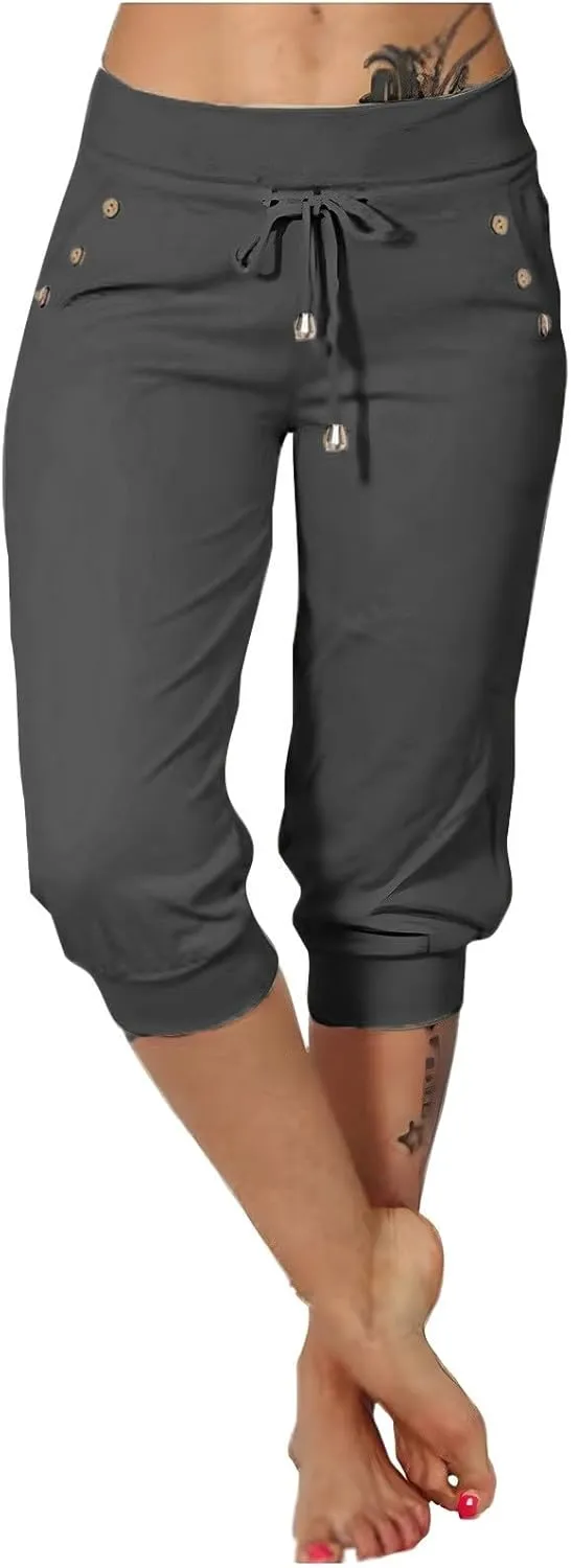 LCMTWX Running Shorts Cropped Elastic Pants for Women Fashion Casual Fashion Shorts Trousers Solid Ppants Running Shorts