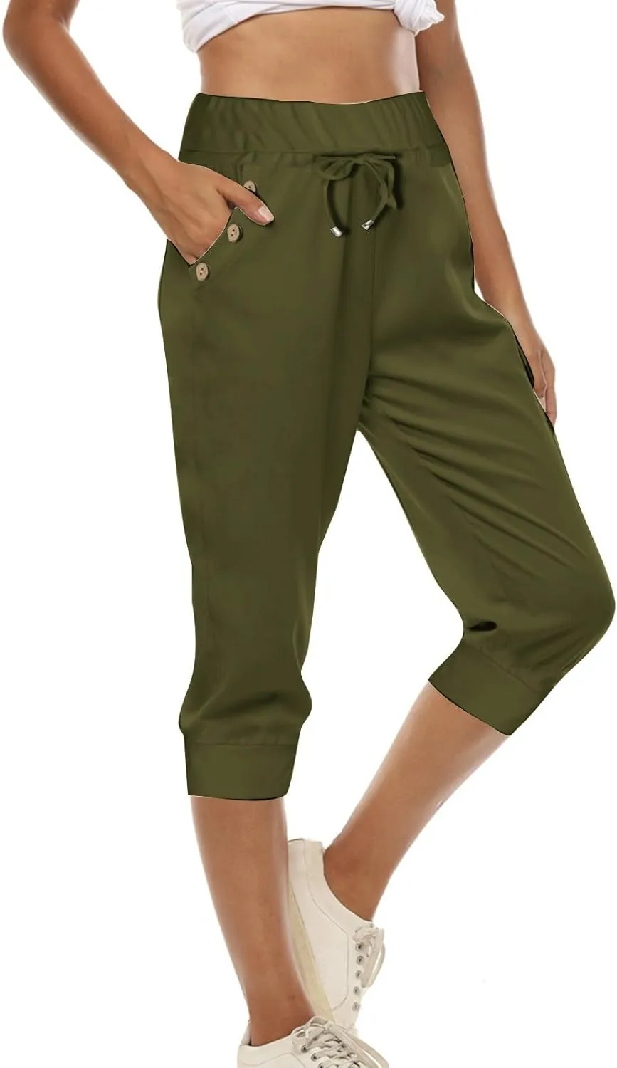LCMTWX Running Shorts Cropped Elastic Pants for Women Fashion Casual Fashion Shorts Trousers Solid Ppants Running Shorts