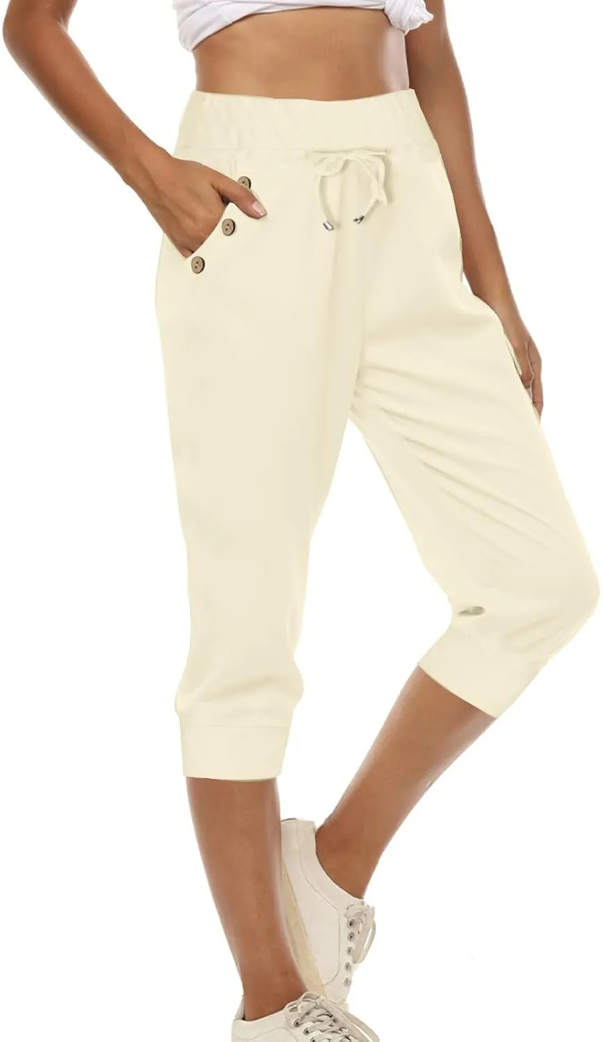 LCMTWX Running Shorts Cropped Elastic Pants for Women Fashion Casual Fashion Shorts Trousers Solid Ppants Running Shorts