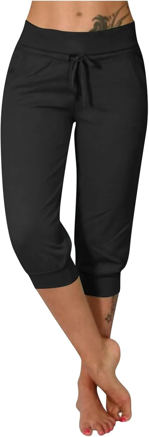 LCMTWX Running Shorts Cropped Elastic Pants for Women Fashion Casual Fashion Shorts Trousers Solid Ppants Running Shorts