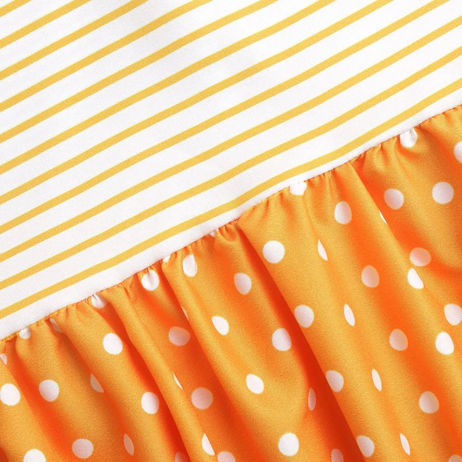 LEMONONSTORE Summer Dress for Women Trendy Striped Color Block Babydoll Sundress Short Sleeve V Neck Ruffle Swing Dresses