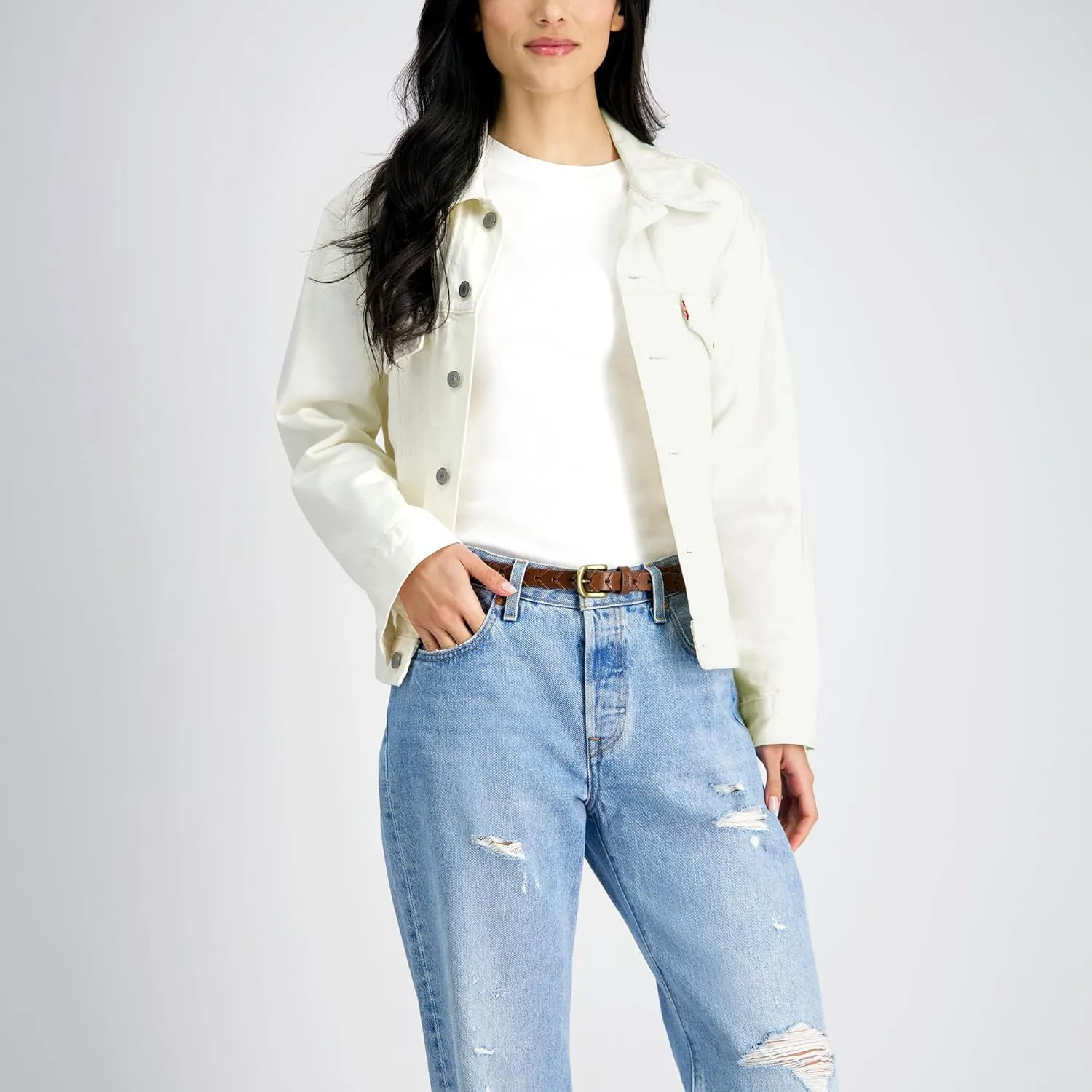 Levi's Women's Fully Adjustable Skinny Braided Leather Casual Belt