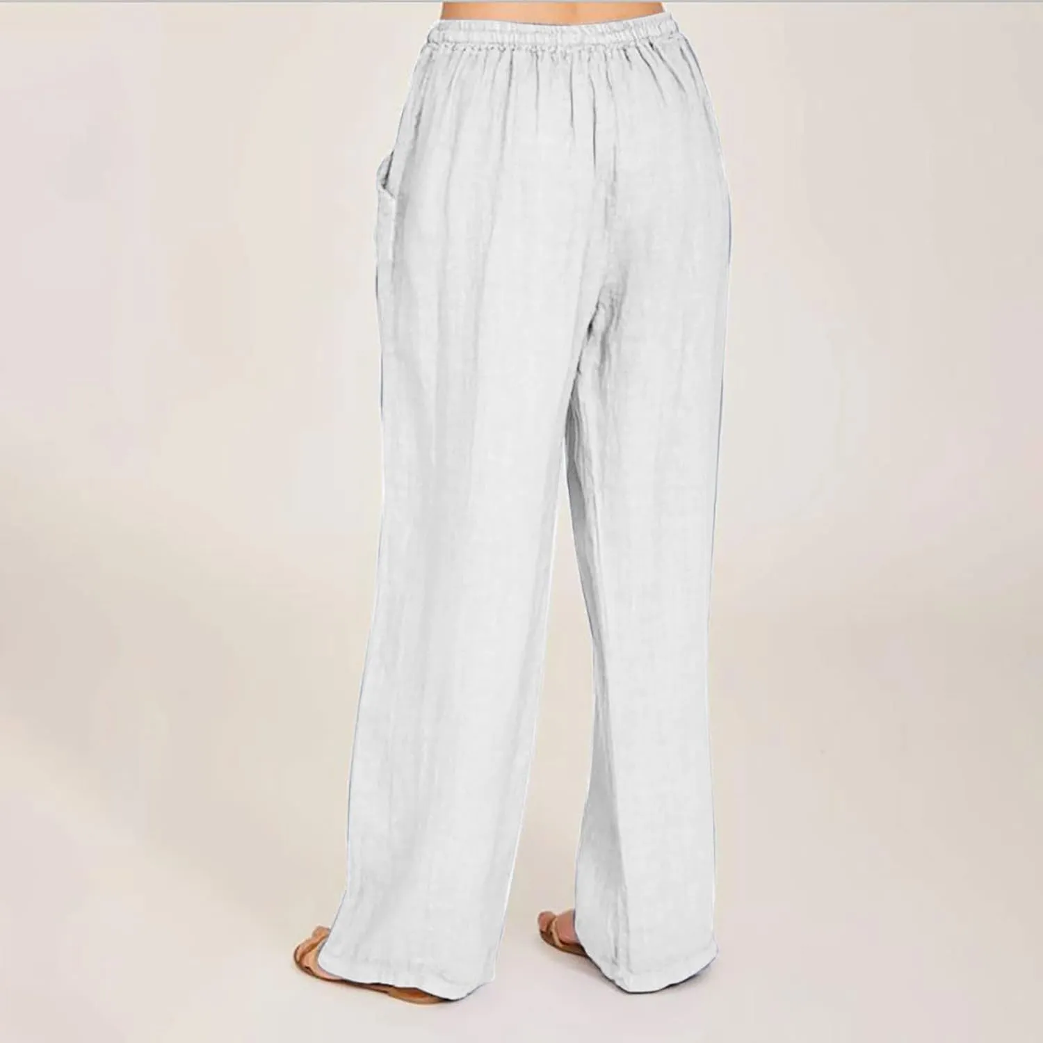 Linen Pants for women Summer Casual High Waisted Cotton Linen Palazzo Pants Wide Leg Long Lounge Pant Trousers