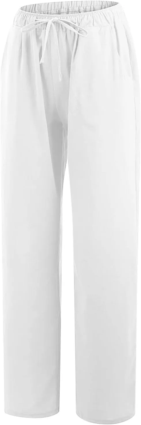Linen Pants for women Summer Casual High Waisted Cotton Linen Palazzo Pants Wide Leg Long Lounge Pant Trousers
