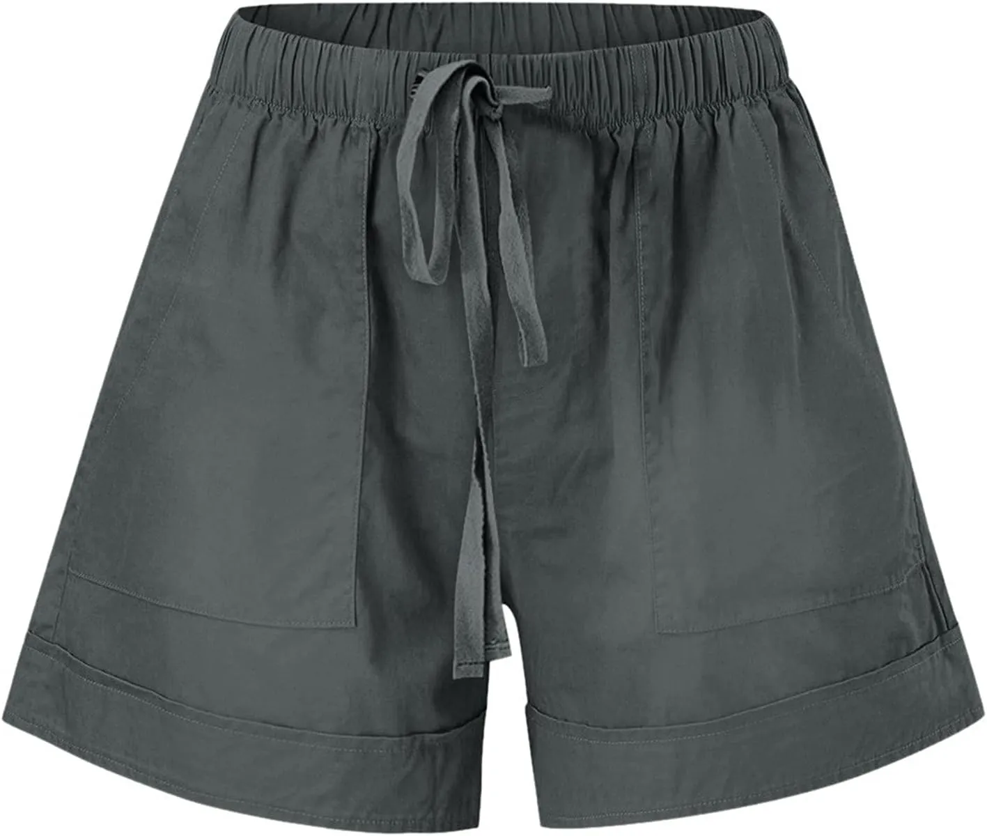 Linen Shorts for Women High Waisted Cotton Summer Shorts Wide Leg Loose Fit Drawstring Short Pants with Pockets Beach Fashion