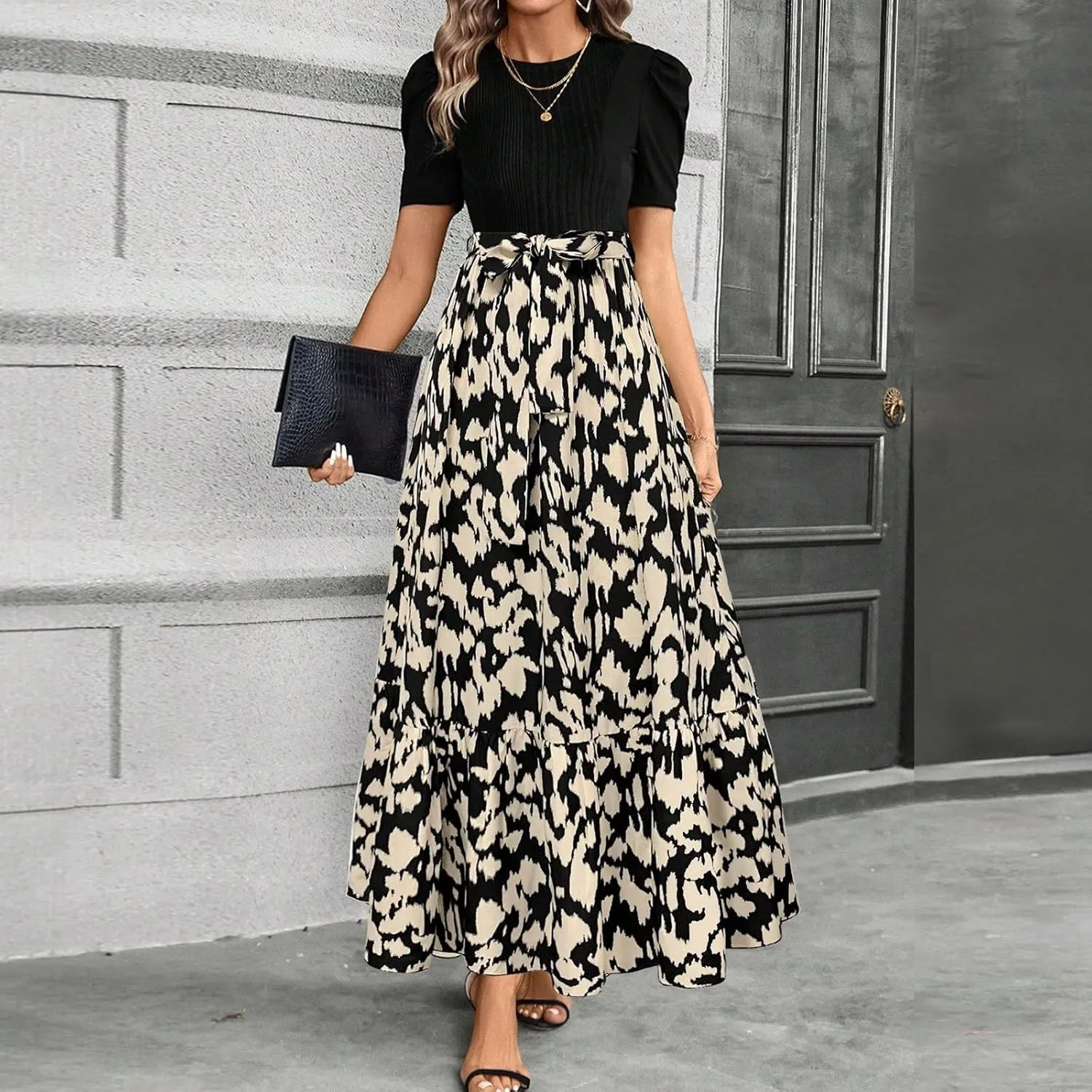 Maxi Dresses for Women 2025,Womens Easter Dresses Wedding Guest Plus Size Formal Spring Summer Dress Patchwork