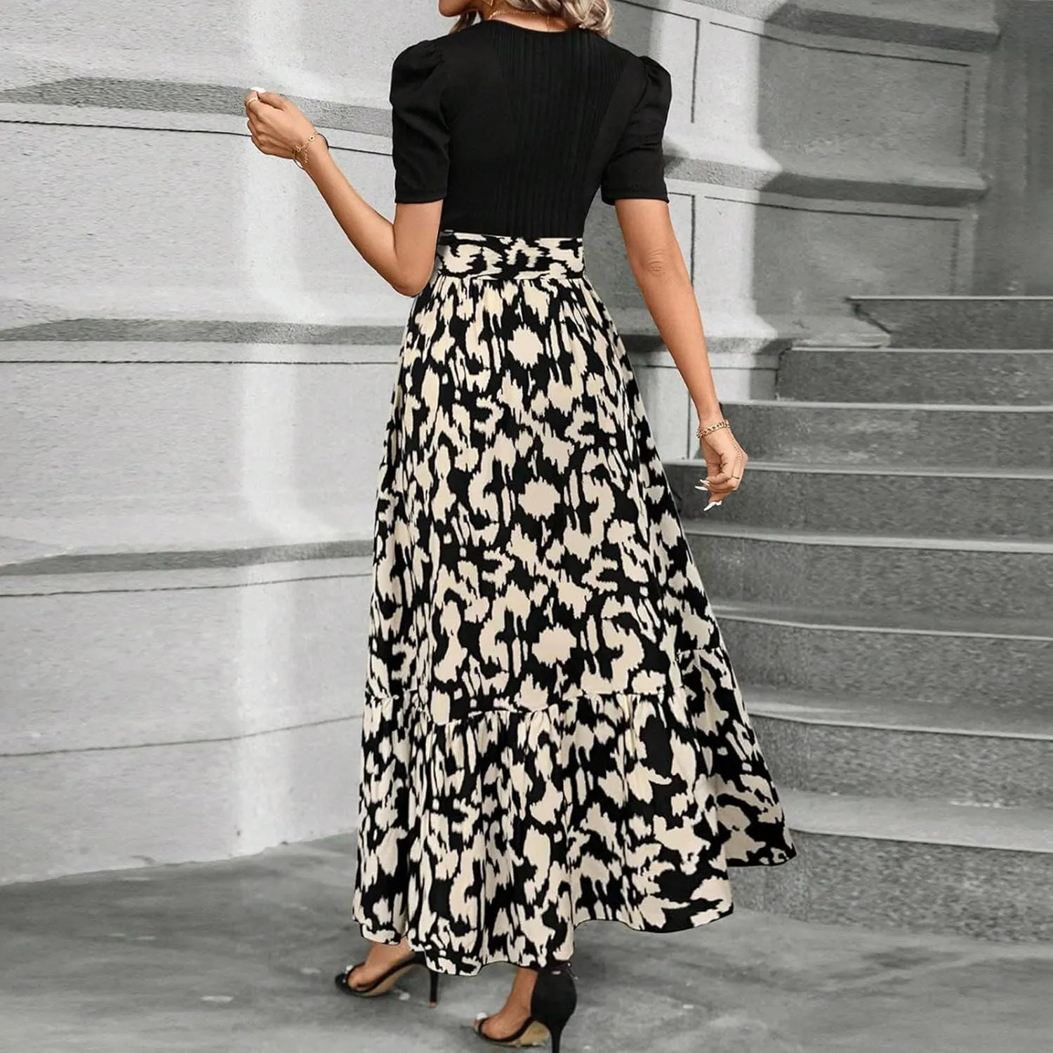 Maxi Dresses for Women 2025,Womens Easter Dresses Wedding Guest Plus Size Formal Spring Summer Dress Patchwork