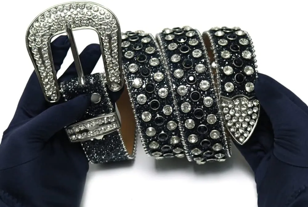 Men Women Rhinestone Belt Western Cowgirl Cowboy Bling Bling Studded Belt Female Leather Belts for Dress