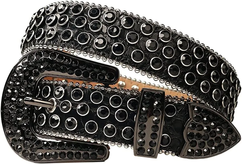 Men Women Rhinestone Belt Western Cowgirl Cowboy Bling Bling Studded Belt Female Leather Belts for Dress