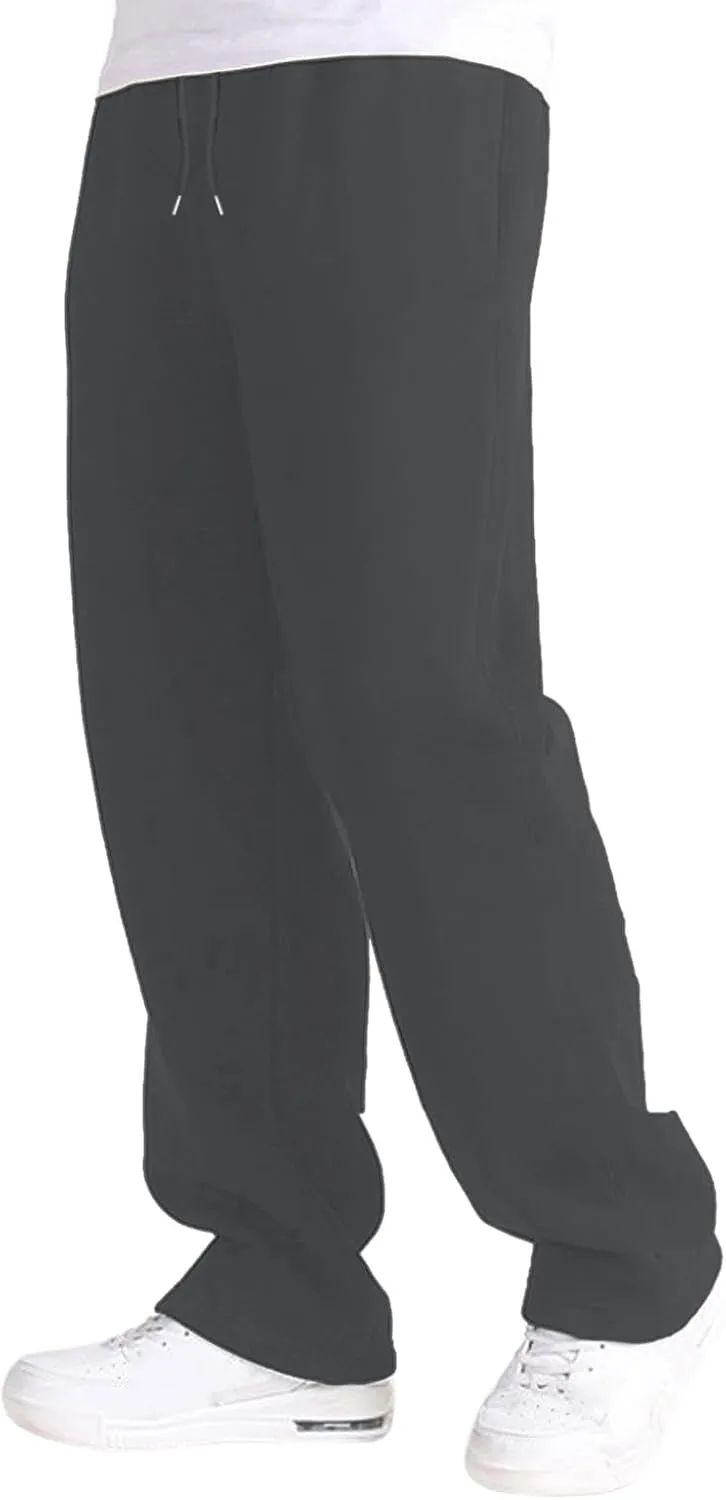 Men's Athletic Pants Rope Loose Waist Joggers Pants, Solid Color Pocket Trousers Loose Sports Workout Trousers