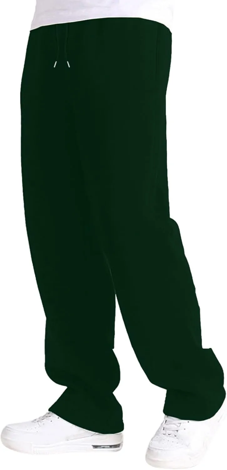 Men's Athletic Pants Rope Loose Waist Joggers Pants, Solid Color Pocket Trousers Loose Sports Workout Trousers