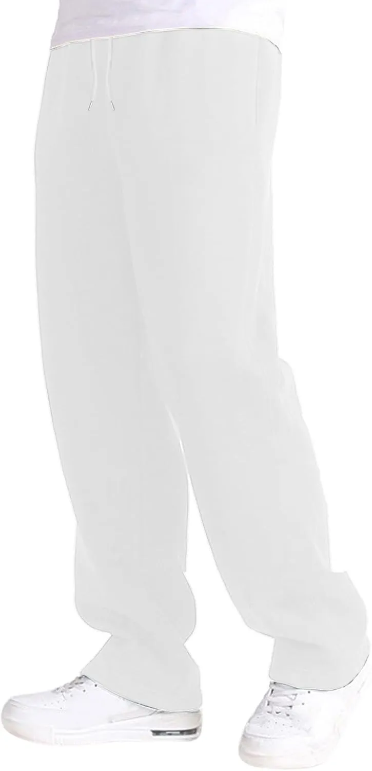 Men's Athletic Pants Rope Loose Waist Joggers Pants, Solid Color Pocket Trousers Loose Sports Workout Trousers