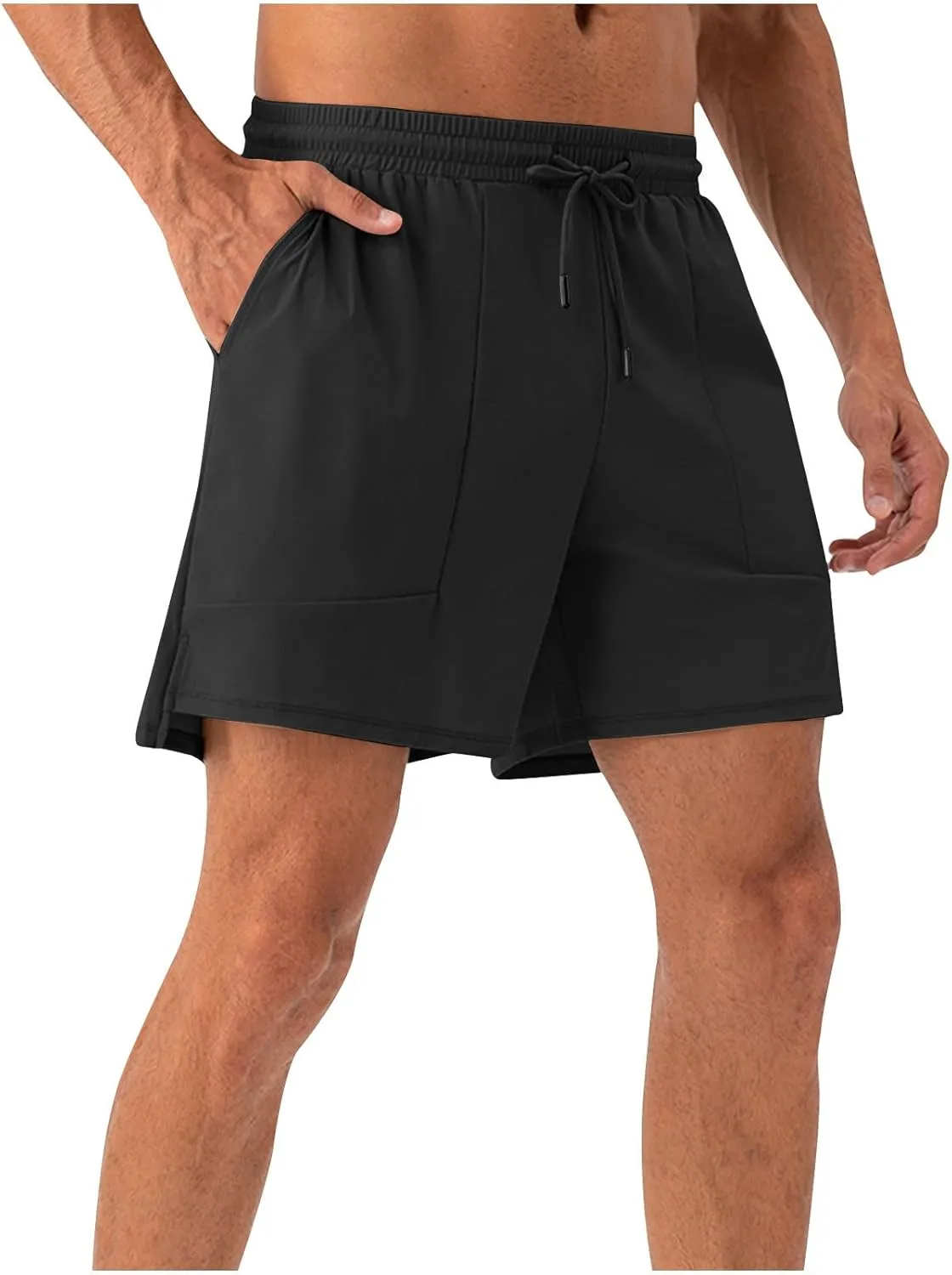 Men's Athletic Running Shorts Quick Dry Workout Drawstring Shorts Lightweight Summer Gym Sports Shorts with Pockets