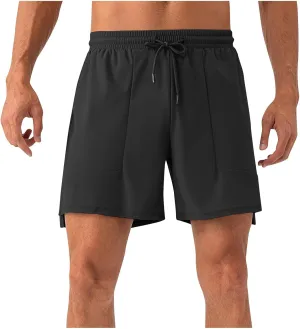 Men's Athletic Running Shorts Quick Dry Workout Drawstring Shorts Lightweight Summer Gym Sports Shorts with Pockets