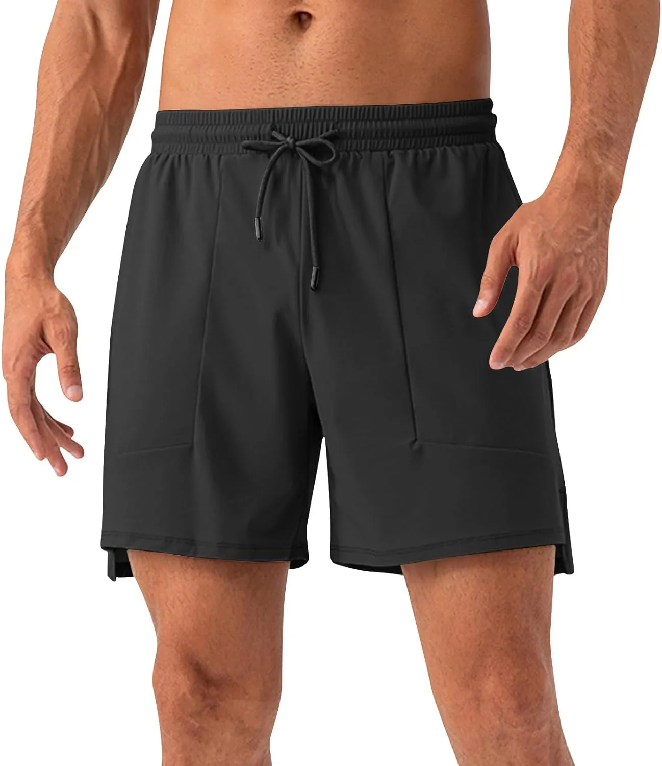 Men's Athletic Running Shorts Quick Dry Workout Drawstring Shorts Lightweight Summer Gym Sports Shorts with Pockets