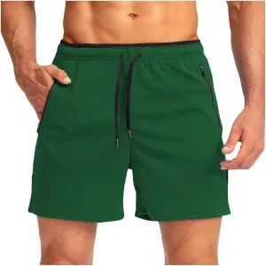 Men's Athletic Running Shorts Quick Dry Workout Shorts with Zipper Pocket Drawstring Shorts Lightweight Sports Short