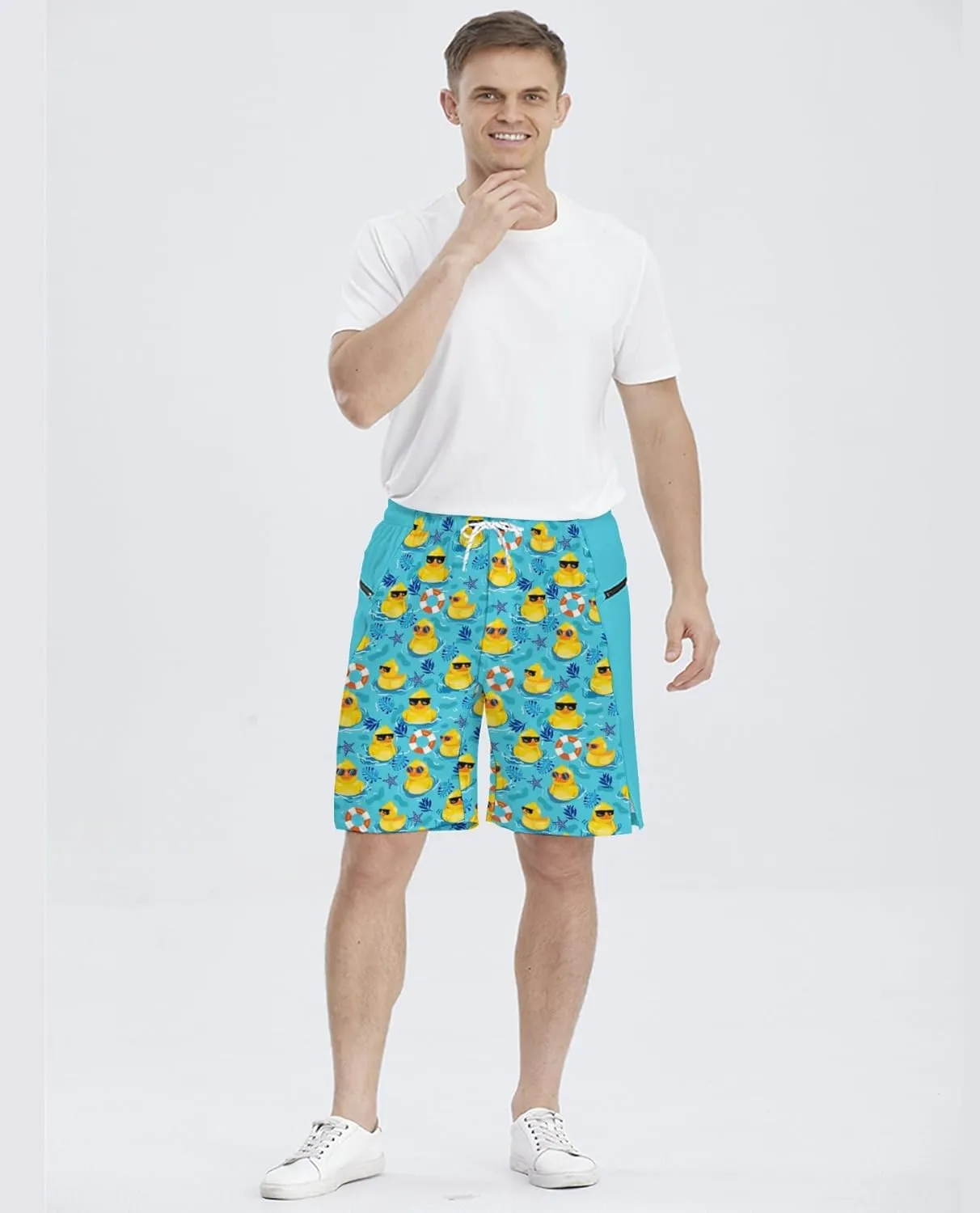 Men's Athletic Shorts with Liner 9" Pineapple Running Gym Shorts Quick Dry Casual Workout Shorts with Zipper Pockets