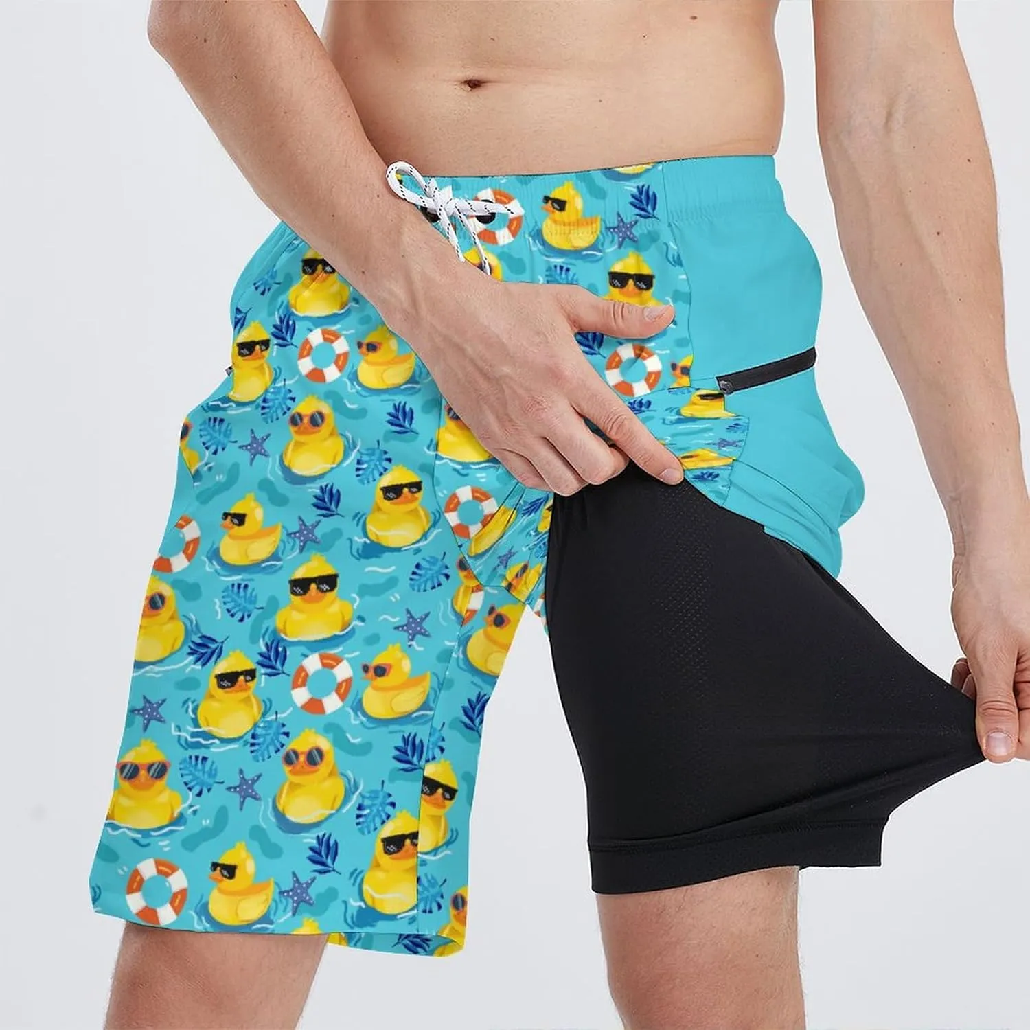 Men's Athletic Shorts with Liner 9" Pineapple Running Gym Shorts Quick Dry Casual Workout Shorts with Zipper Pockets