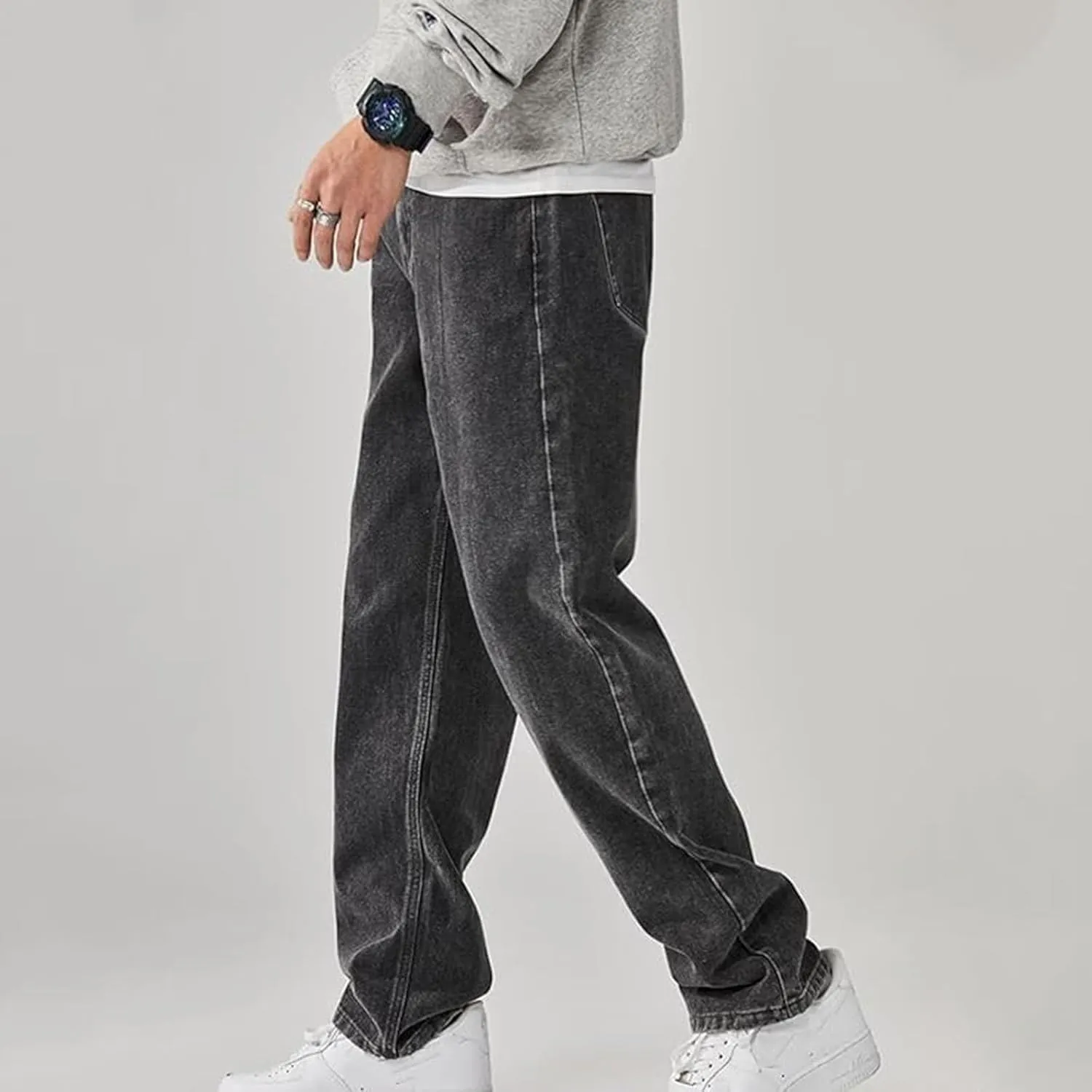Mens Baggy Jeans for Men Women Y2k Skater Vintage Plain Pants 2024 Casual Wide Leg Jeans Loose Fit Denim Hip Hop Pant