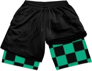 Mens Boy 2 in 1 Workout Running Shorts Quick Dry Lightweight Gym Athletic Training Shorts